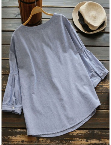 Drawstring Long Lantern Sleeve Sleeve V Neck Shirt