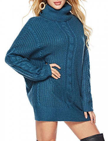 Woven Solid Color Thicken Turtleneck Sweater