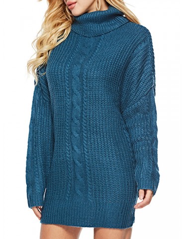 Woven Solid Color Thicken Turtleneck Sweater