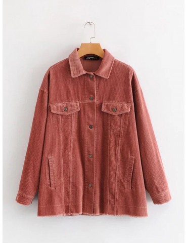 Casual Lapel Corduroy Jacket for Women