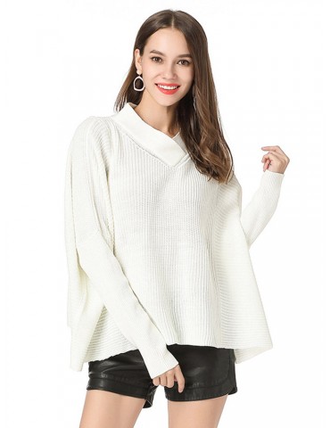 Casual V-neck Bat Sleeve Sweater for Women