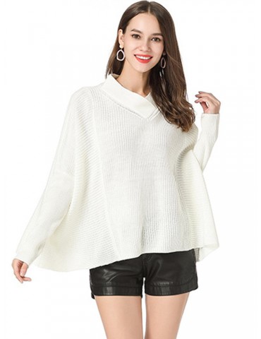 Casual V-neck Bat Sleeve Sweater for Women