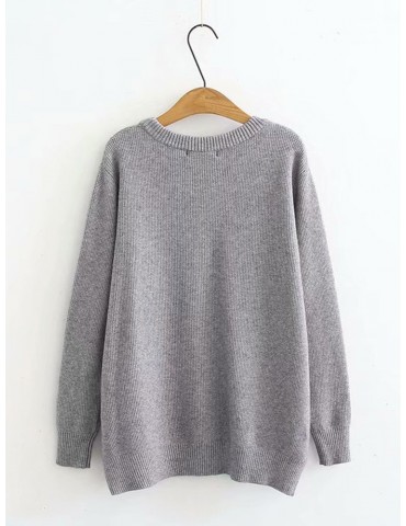 Casual Twisted Crew Neck Sweater for Women