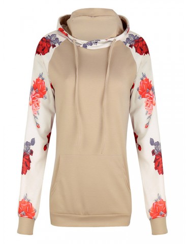 Casual Lace-up Printed Hoodies for Women