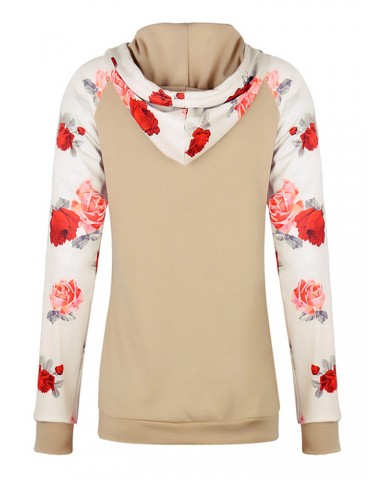Casual Lace-up Printed Hoodies for Women