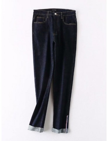 Casual Solid Color Jeans for Women