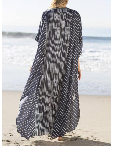 Irregular Stripe Loose Maxi Dress For Women