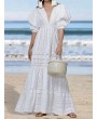 Bohemian Lace Puff Sleeve Maxi Dress For Women